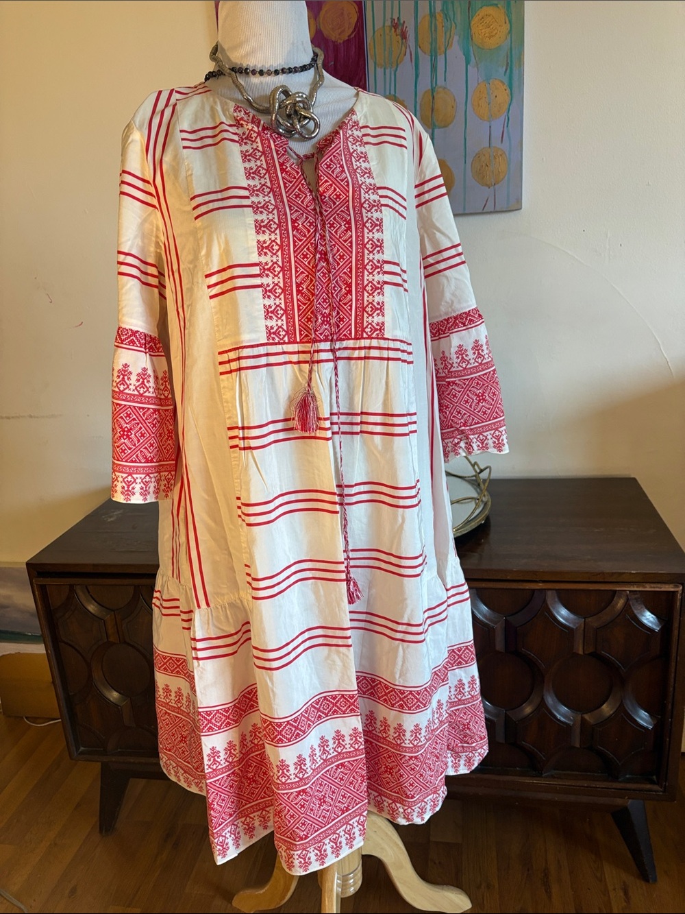 Weekend Max Mara White and Red tuncel Boho Dress